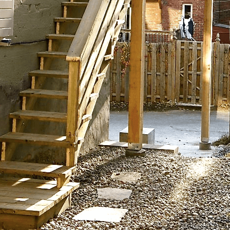 Staircase from upper level deck